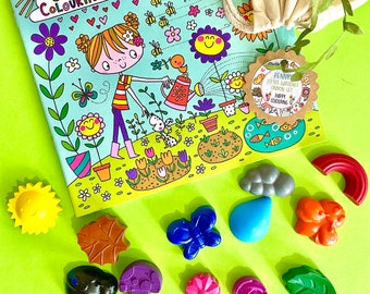 Little Gardener Personalised Gift Set - Includes 12 Wax Crayons, 12 Page Colouring Book and special offer personalised colouring sheet
