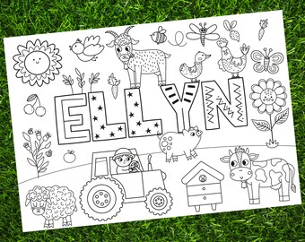 Little Farmer - personalised colour your own name print (crayons not included - matching crayons also available for sale in my shop).