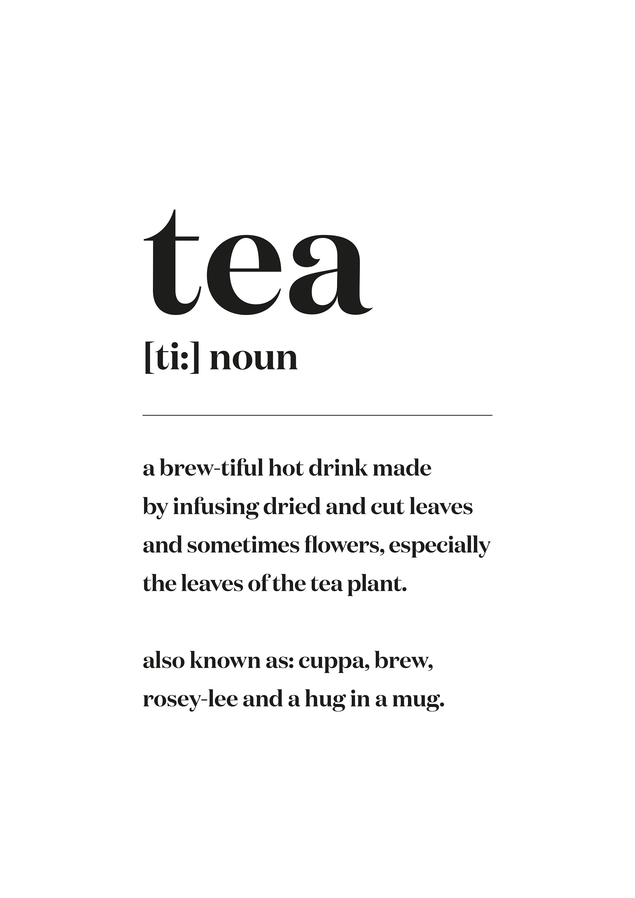 Tea Typographical Dictionary Style Print Etsy