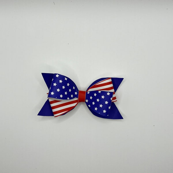 Red, White and Blue Faux Leather Bows, Faux Leather Hairbows, Patriotic Hairbows