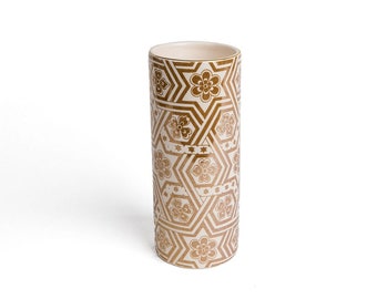 White And Gold Handmade Ceramic Flower Vase