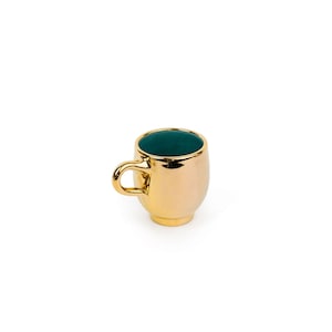 Handmade Ceramic Gold Mug | Turquoise Inside