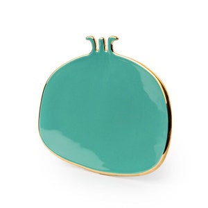 Turquoise Ceramic Decorative Pomegranate Plates With Gold Edges