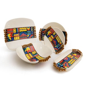 Handmade Kilim / Rug Ceramic Plates