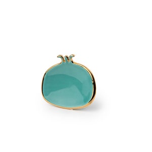 Turquoise Ceramic Decorative Pomegranate Plates With Gold Edges
