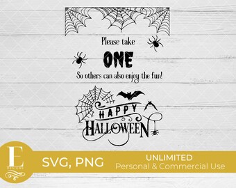 Halloween take one sign SVG | Candy Bowl Sign SVG | Halloween party decoration | Cricut cut file | Instant download | PNG Sublimation file