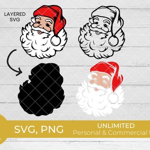 Klassische Vintage geschichtete Weihnachtsmann Weihnachten SVG-Set, Weihnachten png, Urlaub png, lustige Weihnachten SVG