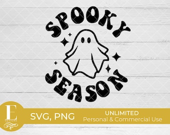 Trendy Retro Gruselige Saison Geist SVG | Halloween-Shirt Motiv | Cricut Cut-Datei | Sofortdownload | Geist Sublimation PNG