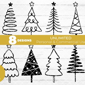 Holiday Christmas Tree SVG Bundle Set of 8, christmas svg, holiday png, svg bundle, cut files for cricut, silhouette, glowforge
