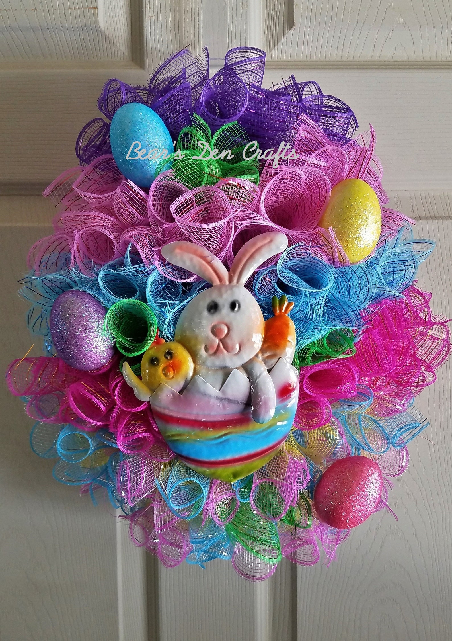 Easter Egg Wreath With Bunny Etsy