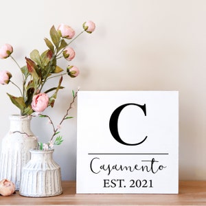 Personalized Bridal Shower Gift |Monogram Sign | Gift for Married Couple | Last Name Sign | Established Sign | Engagement Gift | Name Sign