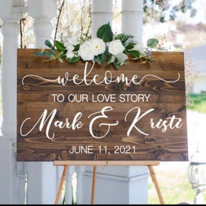 Wedding Welcome Sign | Welcome to Our Love Story | Welcome Wedding Sign Wood | Wood Wedding Sign | Rustic Wedding Decor | Wedding Entrance