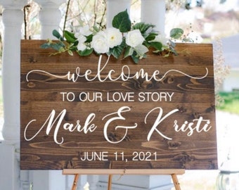 Wedding Welcome Sign | Welcome to Our Love Story | Welcome Wedding Sign Wood | Wood Wedding Sign | Rustic Wedding Decor | Wedding Entrance