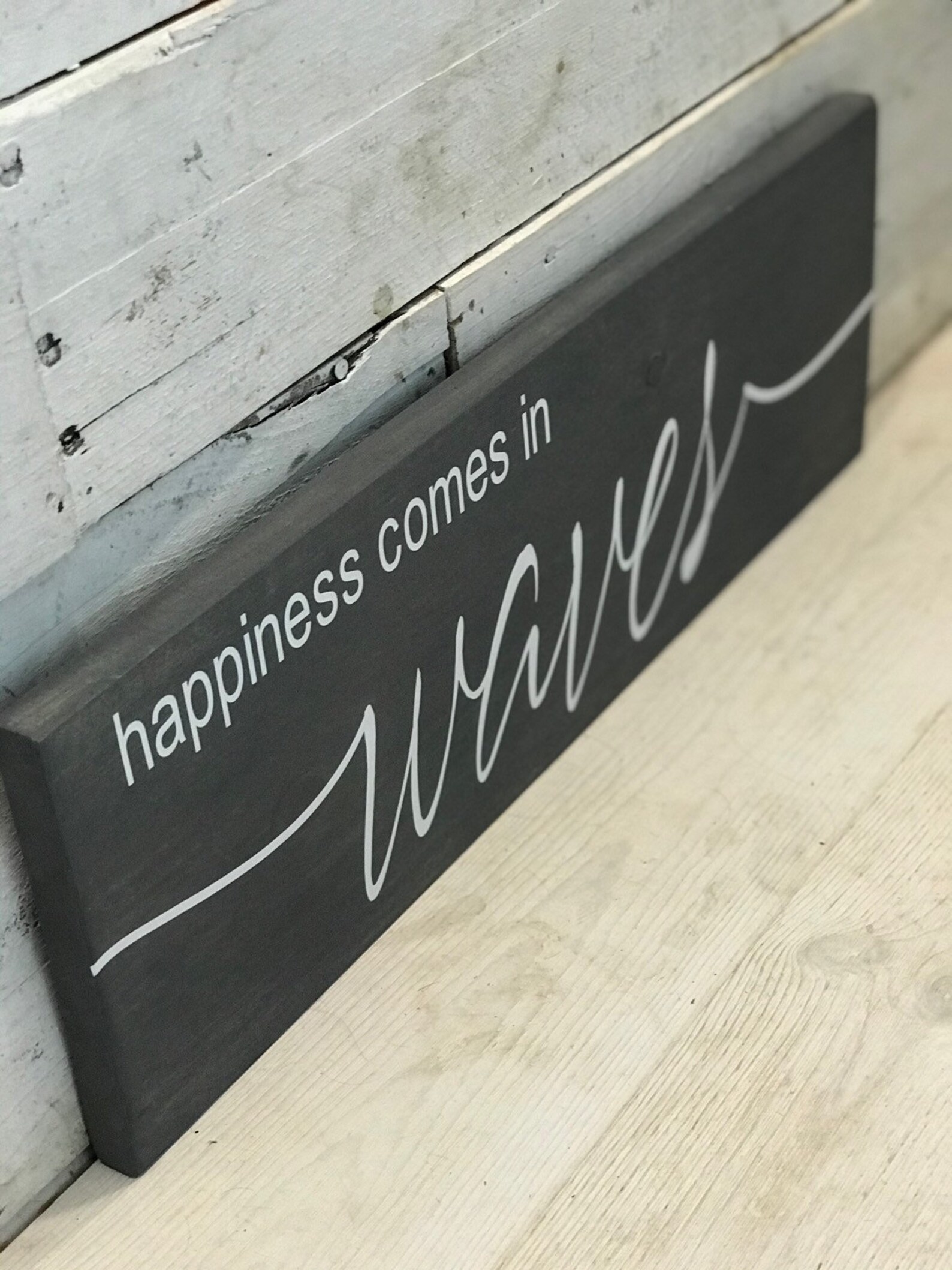 Happiness Comes In Waves Sign