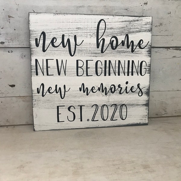 New Home New Beginning New Memories l Established Sign l New Home Sign l Housewarming Gift l Personalized Wood Sign | New Home Gift