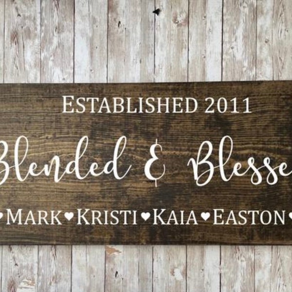 Blended and Blessed Wood Sign l The Perfect Blend | Personalized Wood Family Sign | Blended Family Sign | Wedding Gift | New Beginnings Sign