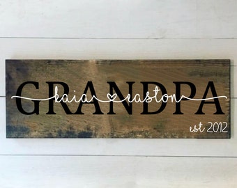 Grandpa Sign | Fathers Day Gift | Wooden Dad Sign l Grandpa and Kids l Gift for Dad l Personalized Gift l Grandparents Day Gift