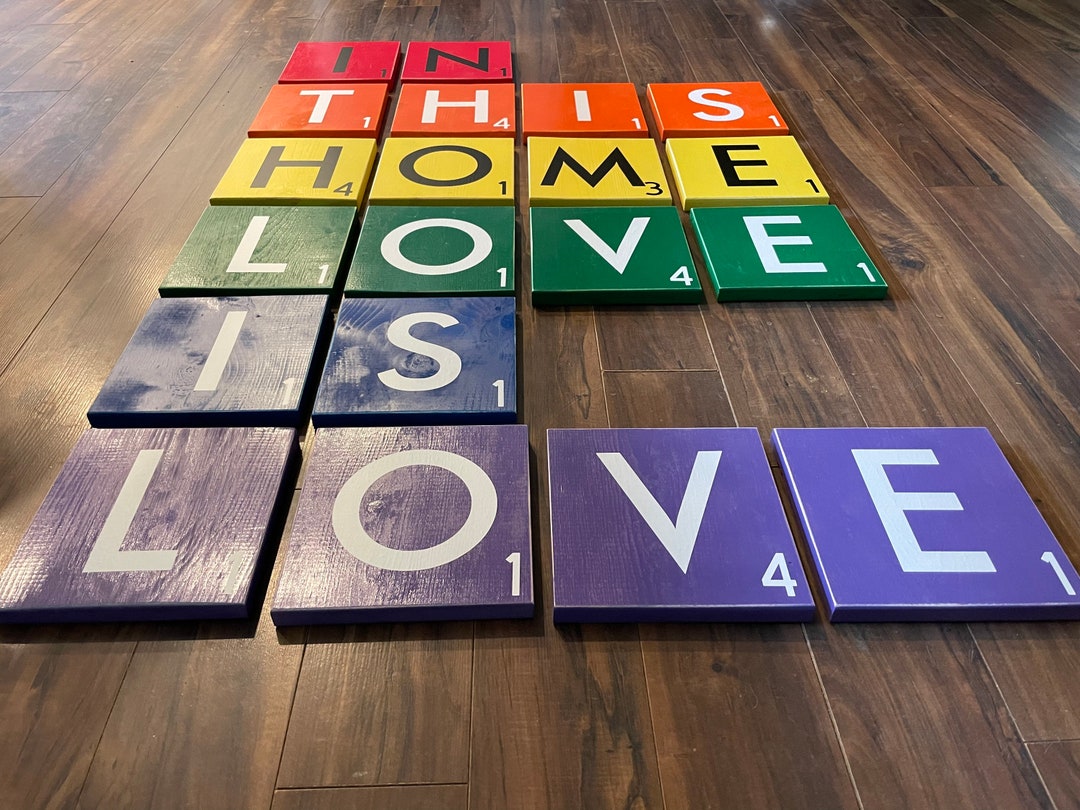 Pride Scrabbles Large Scrabble Tiles Wall Art L Scrabble Etsy