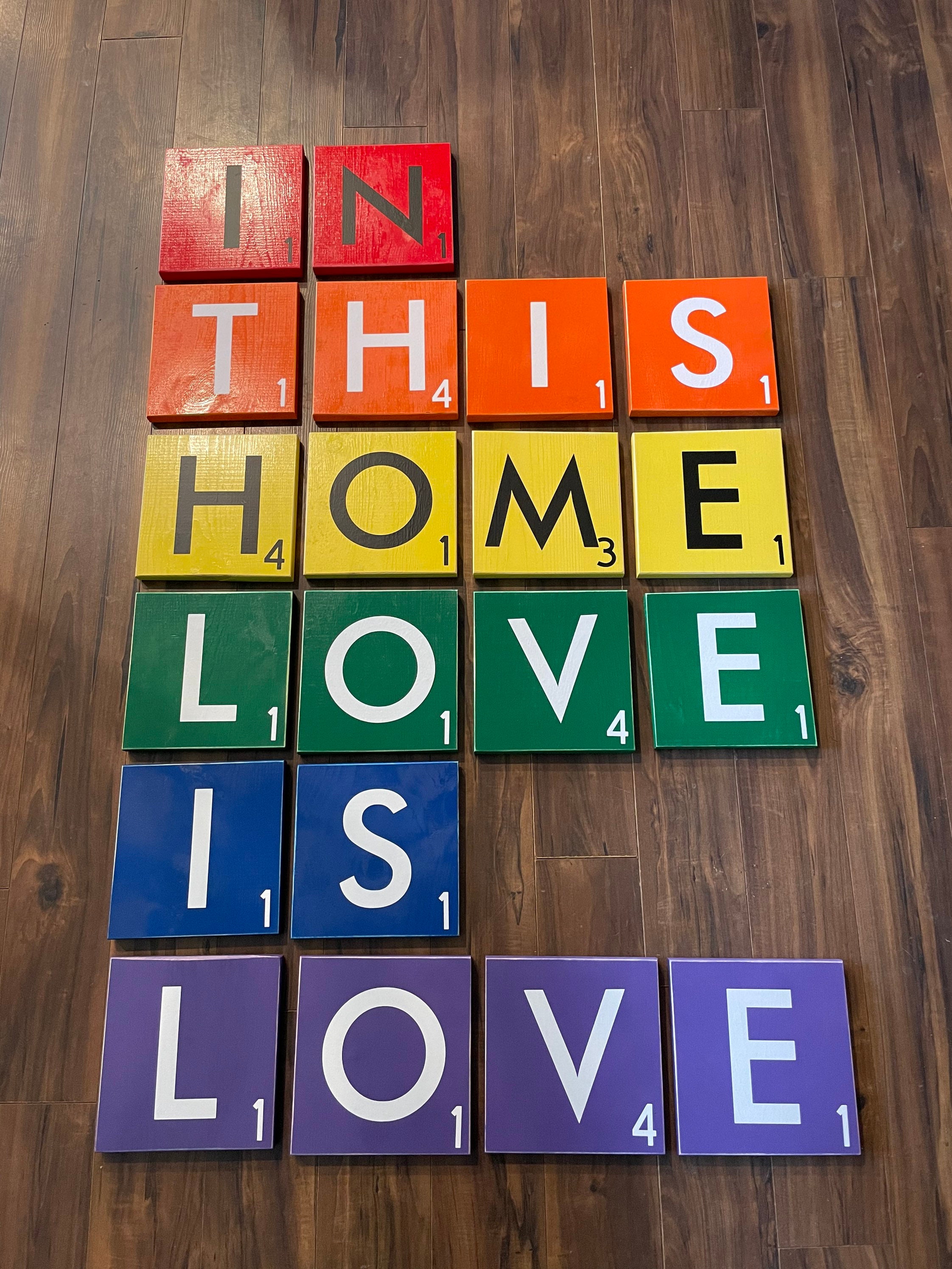 Pride Scrabbles Large Scrabble Tiles Wall Art L Scrabble Etsy
