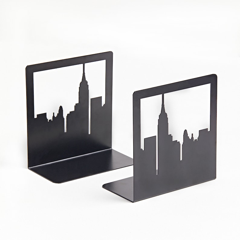 New York City Skyline Metal NYC Bookends 1 Pair Thin and Etsy