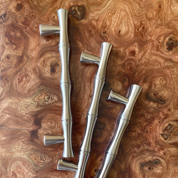 Box of Decorative Silver Bamboo Cabinet Door Handles 5 inch Drawer Pull Dresser Pull Handles Knobs Brushed Nickel Steel Handle Pull