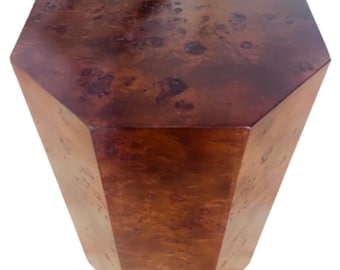 Burl Wood Octagon Pedestal End Table: MCM Geo Cube Side Table - Etsy