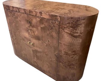 Custom Made to Order Burl Wood Two Door Rounded Cabinet