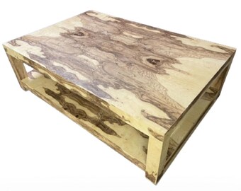 Custom Burl Wood Coffee Table: American Made Cocktail Table