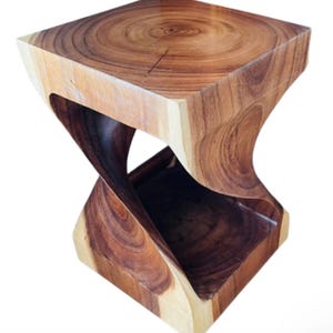 Akazien Holz Gedrehter Beistelltisch: Teak Blumenständer Hocker