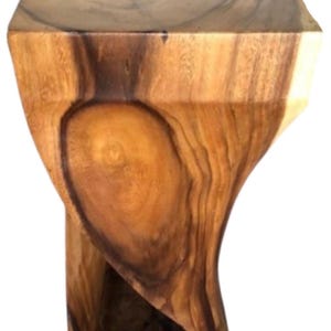 Twisted Acacia Wood Side Table: Teak Plant Stand Stool