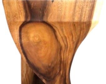 Twisted Acacia Wood Side Table: Teak Plant Stand Stool