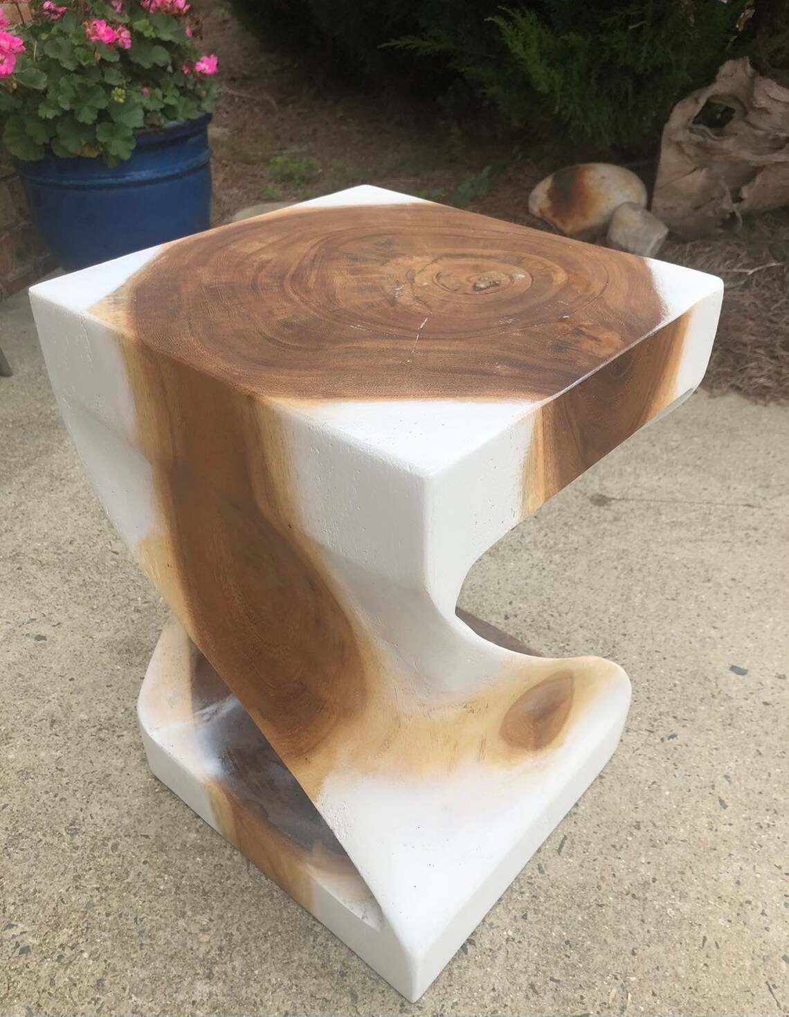 Acacia Wood 18 Tall Twisted Side Table Teak Wood Plant Etsy