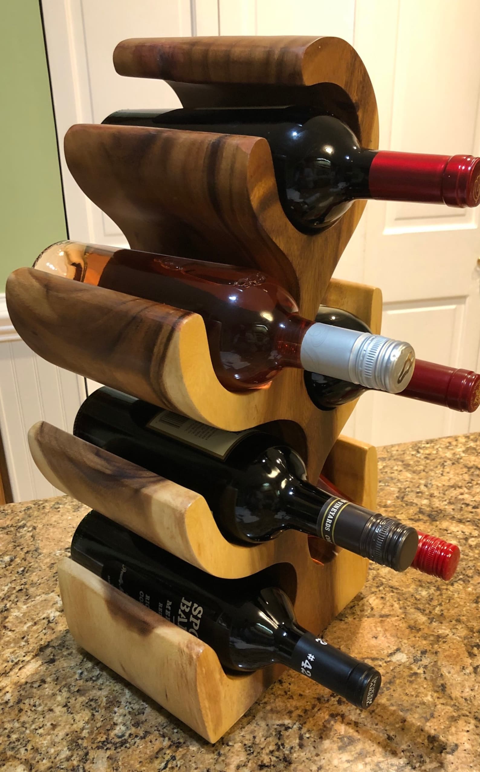 Acacia Wood Wine Rack Carved Teak Wood Wine Storage Etsy