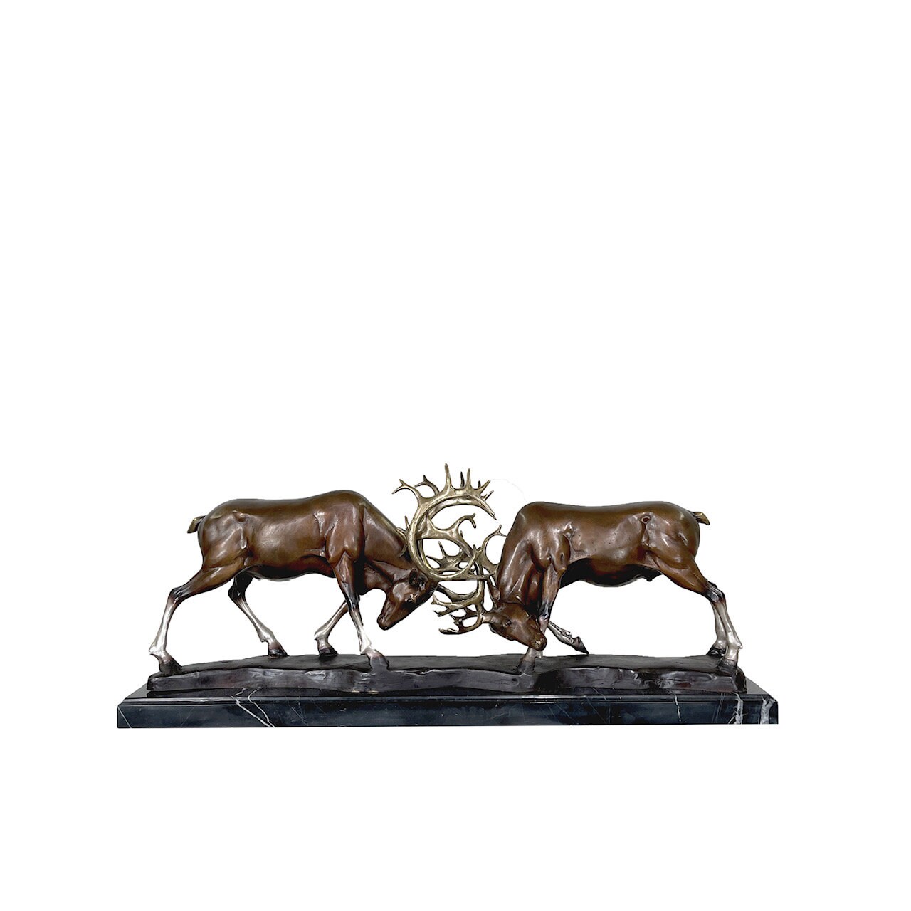 Bronze Whitetail Deer Reindeer Sculpture Deer Figurine Fighting Deer