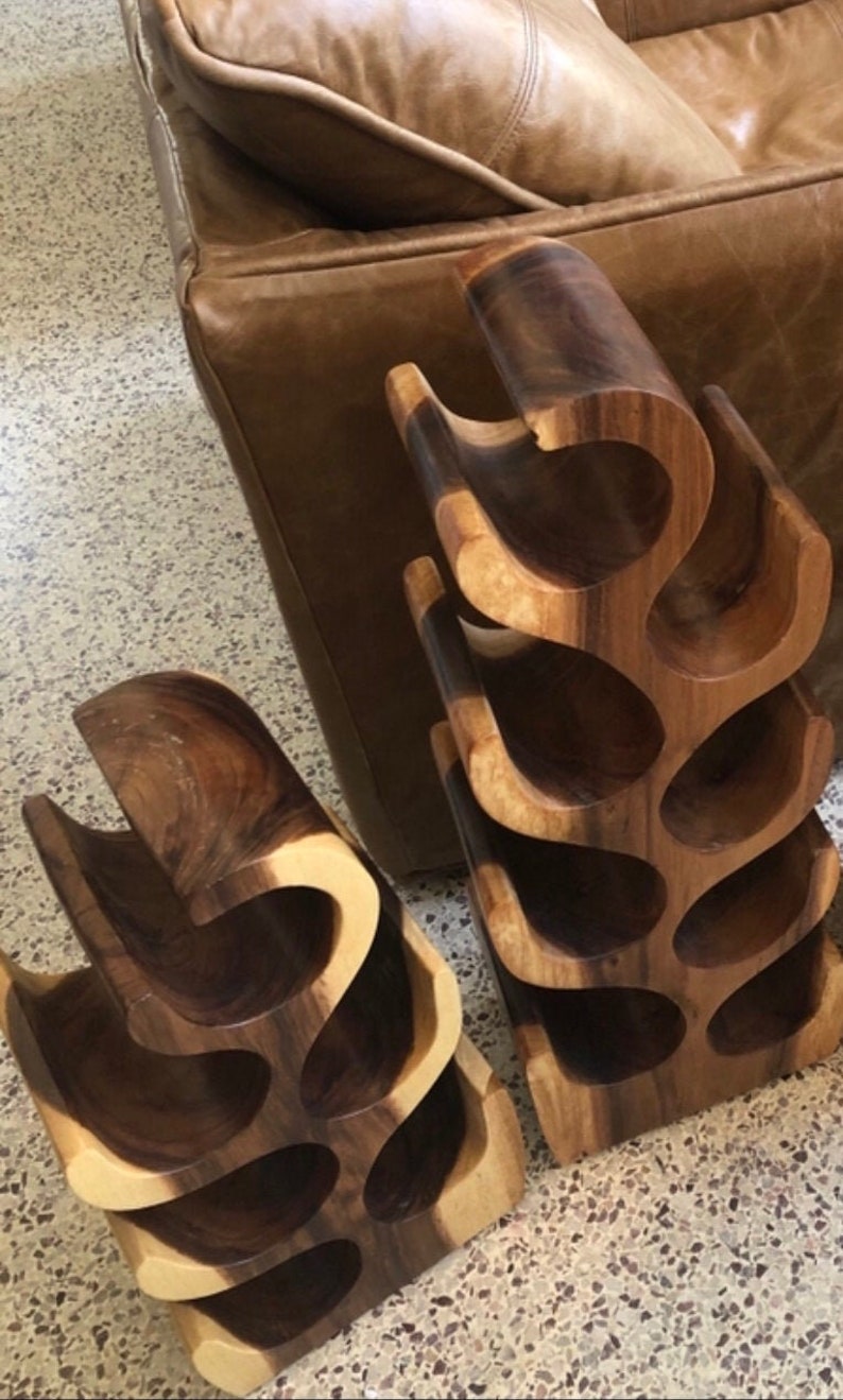 Acacia Wood Wine Rack Carved Teak Wood Wine Storage Etsy