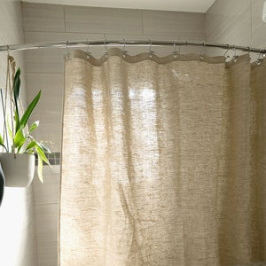 Eco-Friendly Hemp Shower Curtain Sustainable Shower Curtain Hemp Bathroom Decor Hemp Shower Curtain 2 Colors image 1
