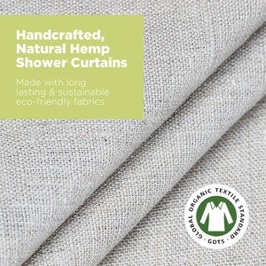 Eco-Friendly Hemp Shower Curtain Sustainable Shower Curtain Hemp Bathroom Decor Hemp Shower Curtain 2 Colors image 7