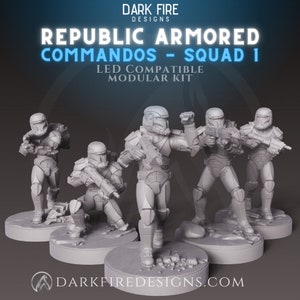 Republic Armored Commandos Squad A (5) - DARK FIRE | Legion compatible - 3D printed