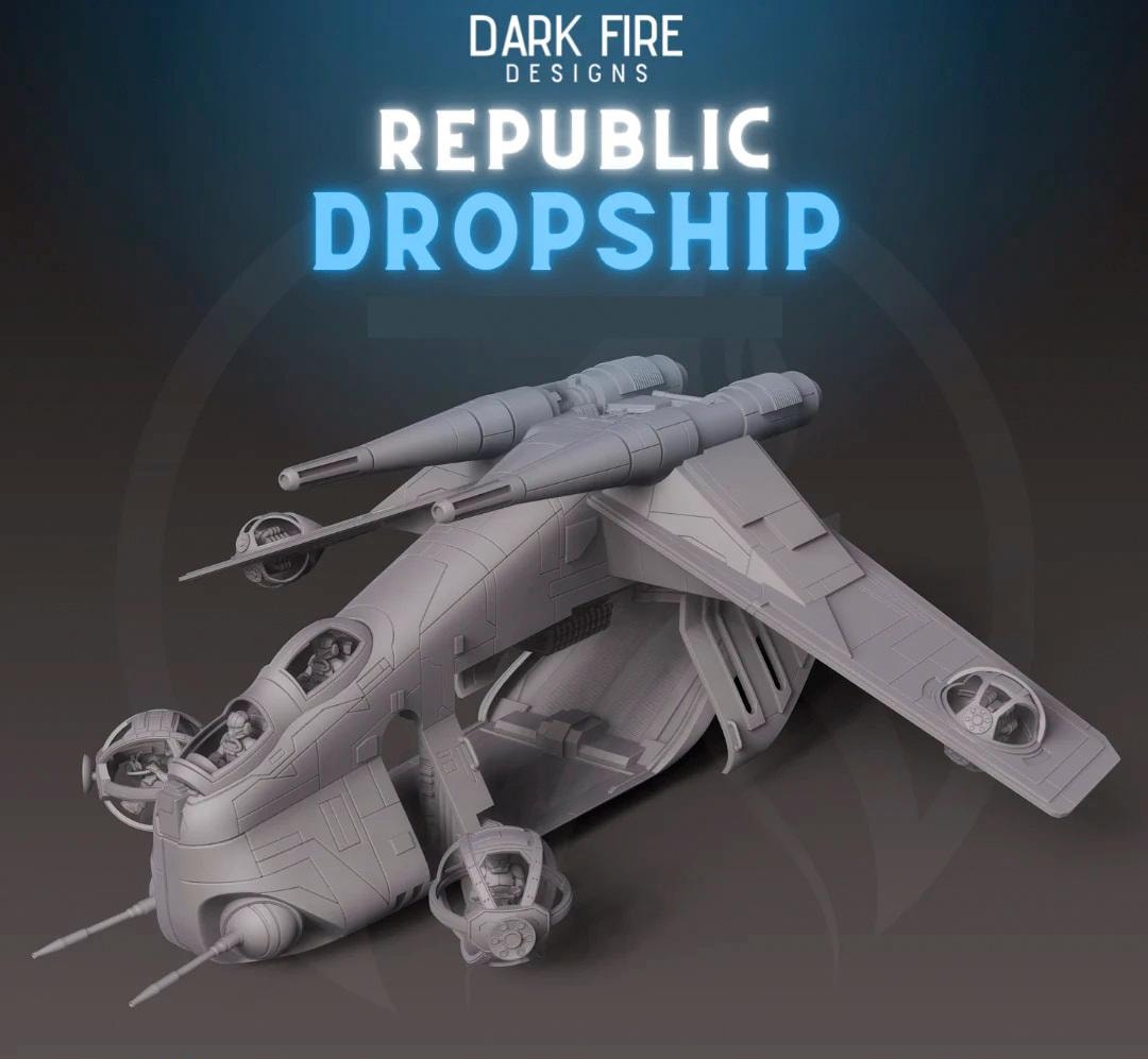 LAAT Gunship 100% Resin - DARK FIRE | Legion Compatible - 3D