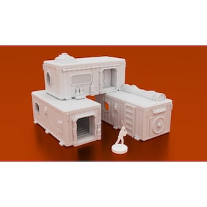 Underhive container hab buildings (4) | Legion - Imperial Assault compatible - Infinity -  Necromunda