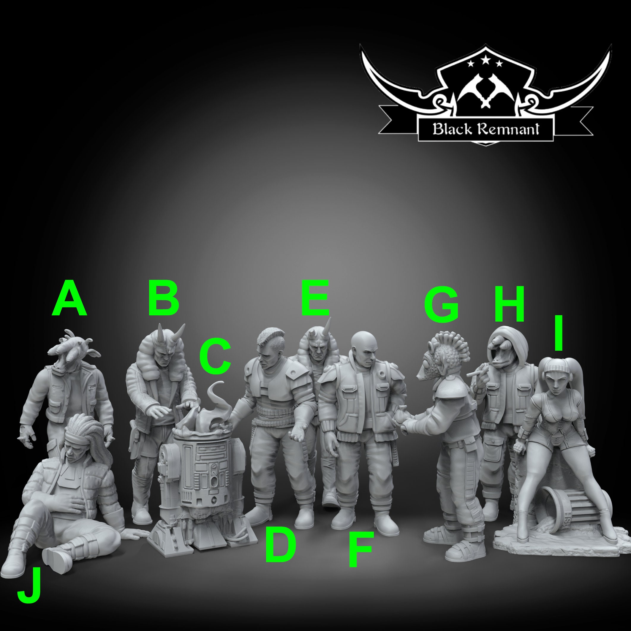 Coruscant Undercity civilians - BLACK REMNANT | Legion compatible - 3D printed