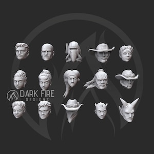 Scoundrel&#39;s heads (15) - DARK FIRE | Legion compatible - 3D printed