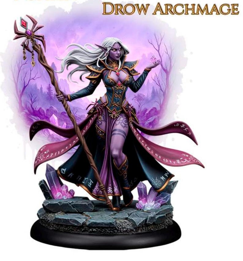 Drow Archmage - Sorcerer | D&D | Pathfinder | RPG | Fantasy | 3d ...