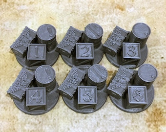 Marcadores de objetivo (6) - base de 40 mm / impresos en 3D