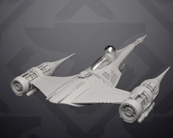 Puede incluir: Maqueta de nave espacial gris claro con un diseño elegante. El modelo presenta dos grandes cápsulas de motor, una cabina central y puntas de ala puntiagudas. El texto "PRESUPPORTED" es visible en la parte inferior derecha.
