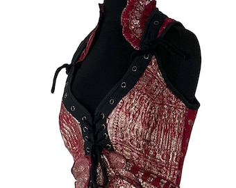 S Sophia Corset Dress with Hi-Low tiered bustle skirt in Vintage Silk brocade.   SKU:2000-8510