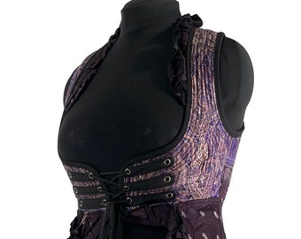 2XL. Alaxi Bustier Dress; Under-bust Corset Dress in Vintage Silk Brocade.  SKU: 2115-8089