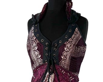 M Sophia Corset Dress with Hi-Low tiered skirt in Vintage Silk Brocade. SKU:2000-8532