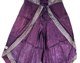 2XL. Tulip Palazzo Pants in Silk Brocade; Split open leg harem trouser SKU:796-7980
