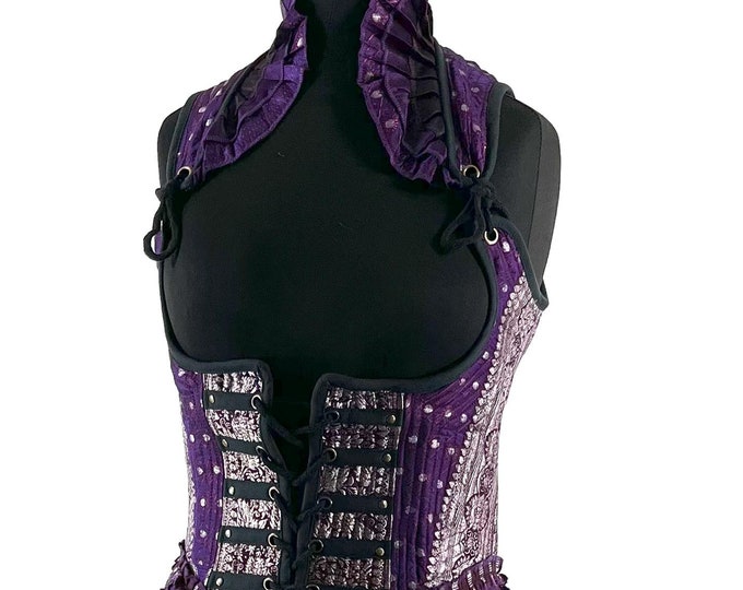 M. Elisa Bustier Dress; a long body under-bust corset dress in Silk Brocade. SKU:2004-8307